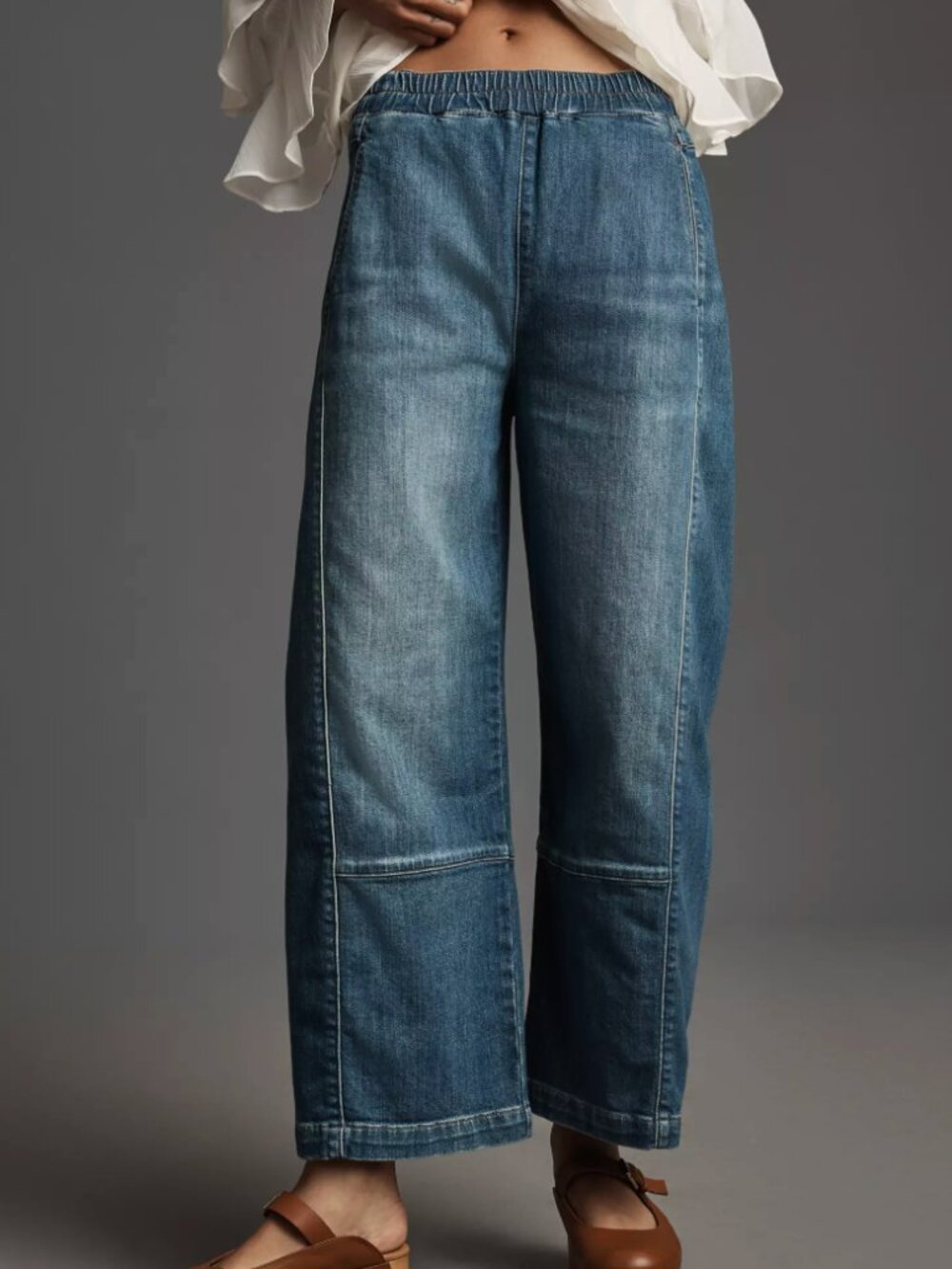 Pilcro Anthropologie The Izzie Relaxed Pull-On Wide Flare Barrel Blue Jeans, MP